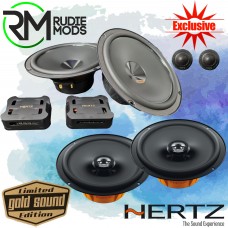 HERTZ Limited Edition Gold Sound 6.5" Component Speakers 80W RMS Package with DCX165.3 Coaxial Speakers